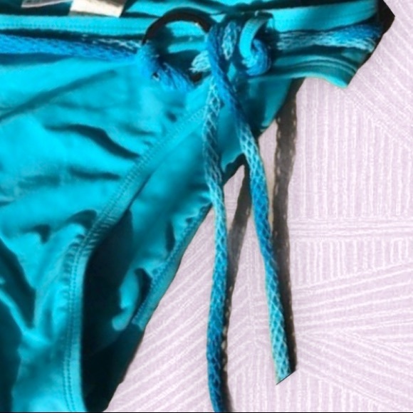 Boho bikini bottom Jr L 11/13 belt blue green aqua - Picture 4 of 15